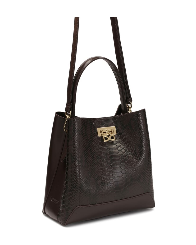 Kazar-Braune-Handtasche-mit-Schlangenmuster-dunkelbraun