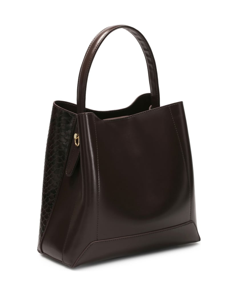 Kazar-Braune-Handtasche-mit-Schlangenmuster-dunkelbraun