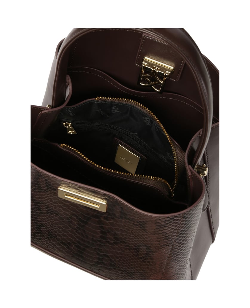 Kazar-Braune-Handtasche-mit-Schlangenmuster-dunkelbraun