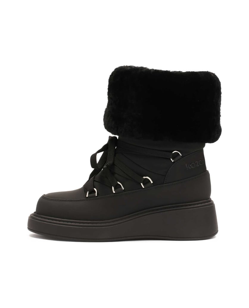 Kazar-Schwarze-Schneestiefel-mit-Schafswolle-schwarz