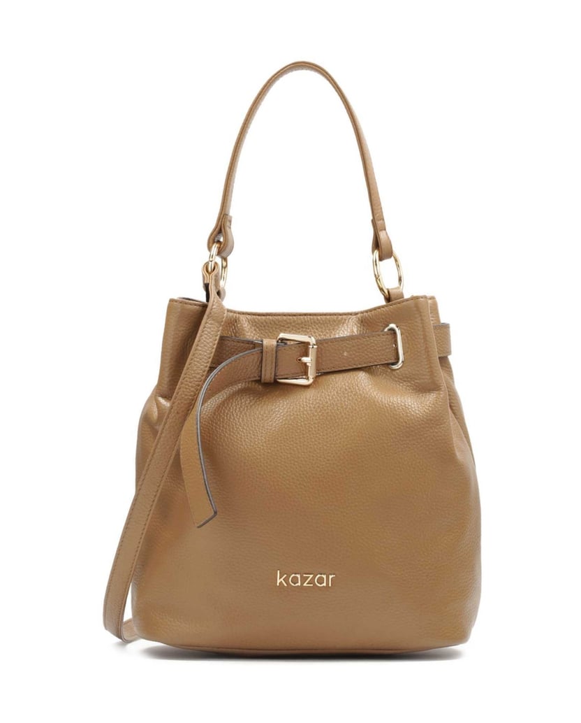 Kazar-Braune-Handtasche-mit-dekorativem-Riemen-camel