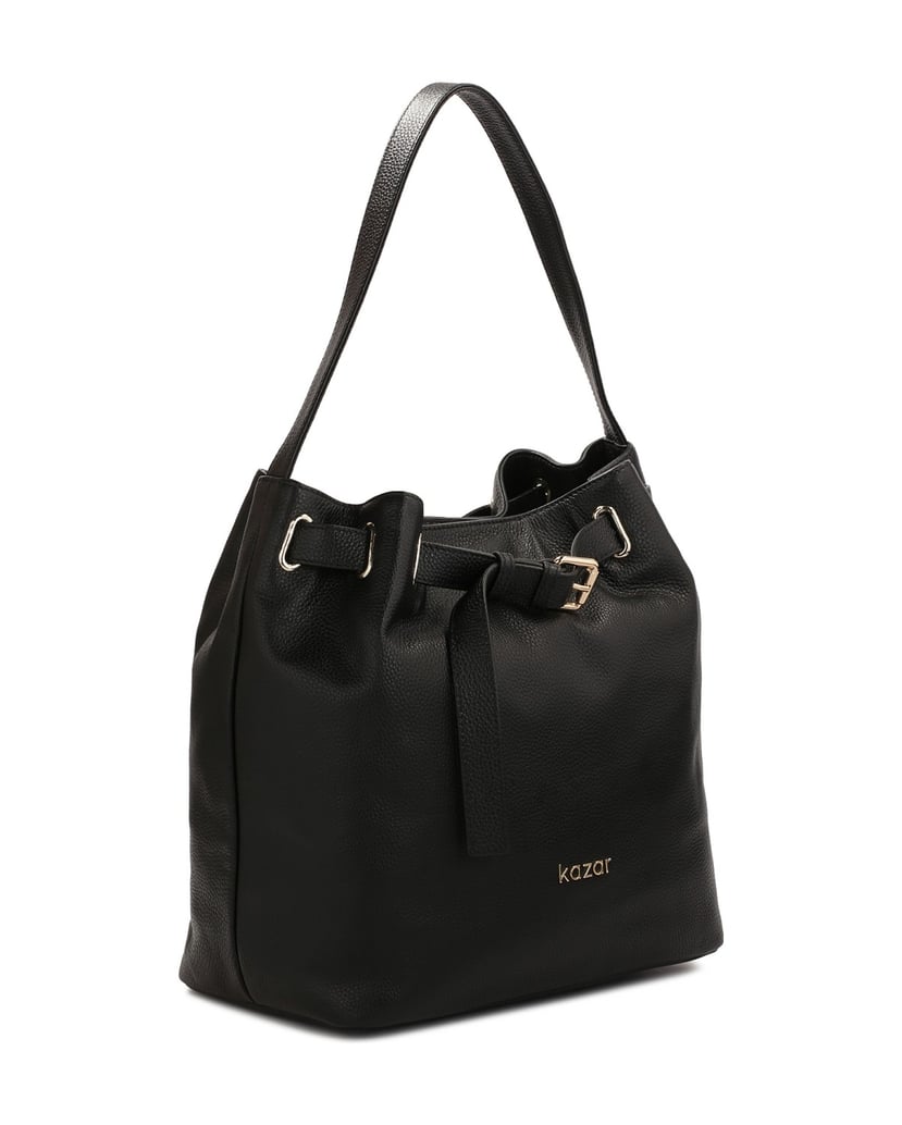 Kazar-Geschmückt-mit-einem-Riemen-schwarze-Lederhandtasche-schwarz