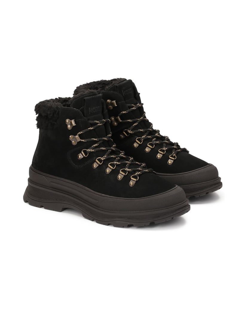 Kazar-Schneestiefel-zum-Schnüren-aus-schwarzem-Wildleder-schwarz
