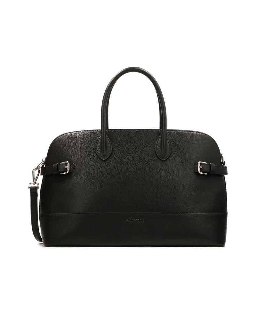Kazar-Schwarze-Lederhandtasche-mit-Riemen-an-den-Seiten-schwarz