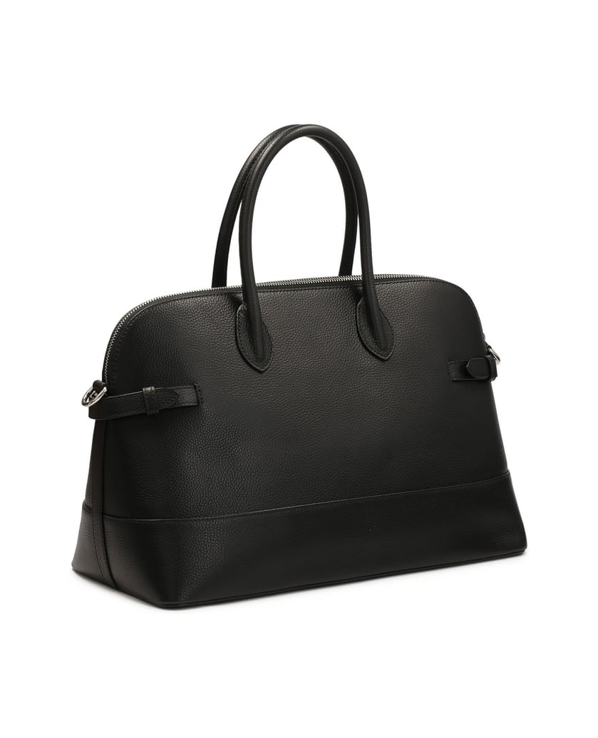 Kazar-Schwarze-Lederhandtasche-mit-Riemen-an-den-Seiten-schwarz
