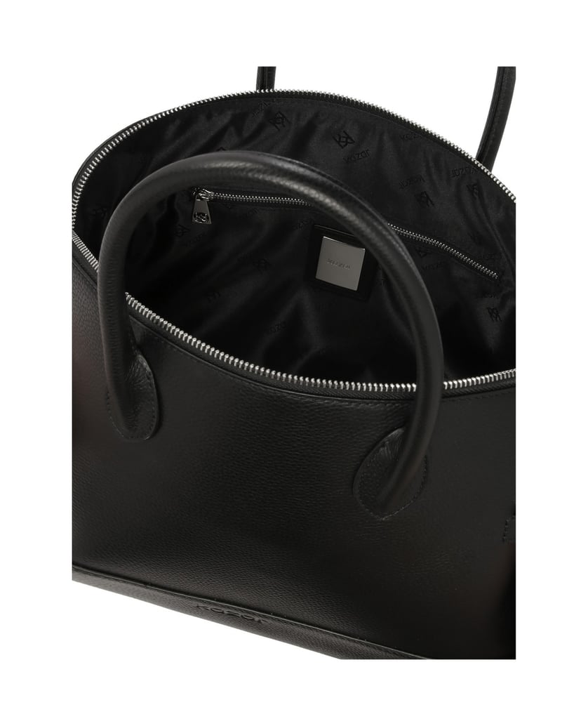 Kazar-Schwarze-Lederhandtasche-mit-Riemen-an-den-Seiten-schwarz