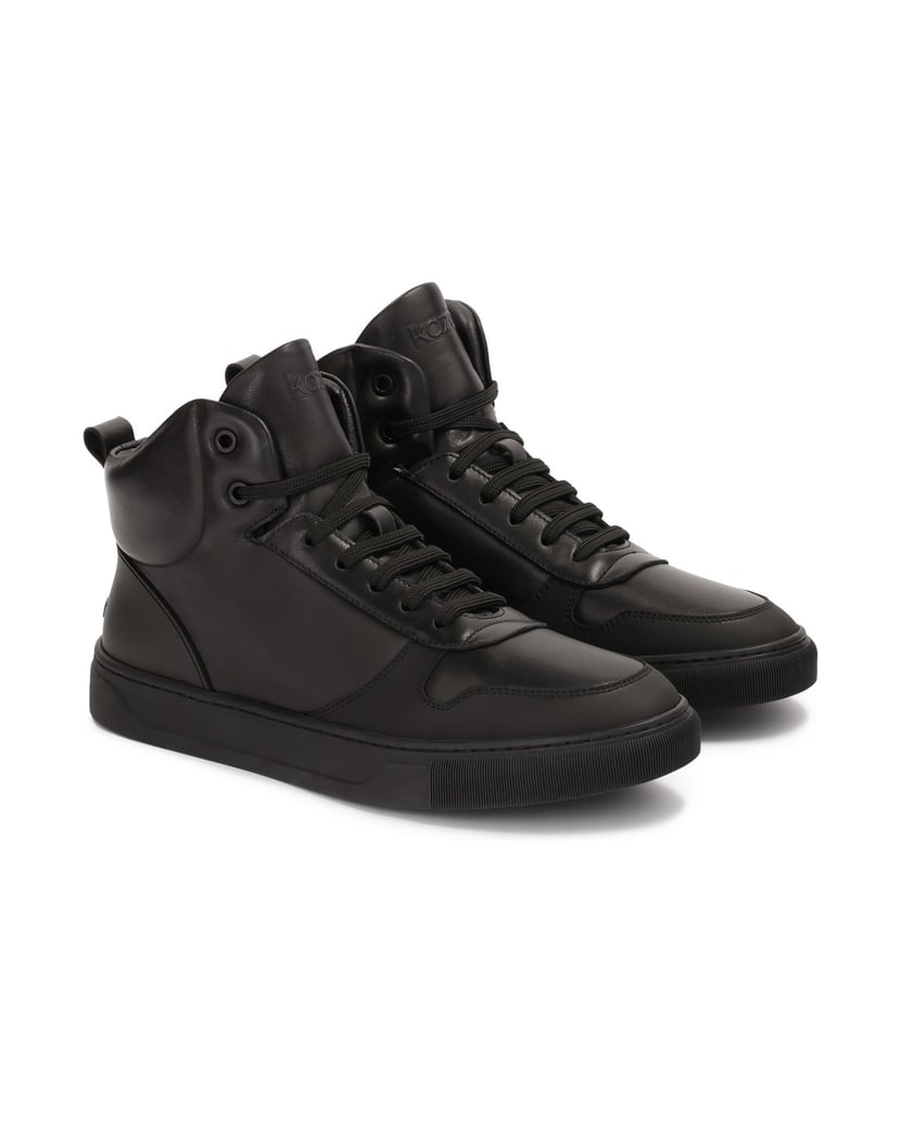 Kazar-Herren-Sneaker-aus-Glattleder-mit-Zehenkappe-aus-Gummi-schwarz