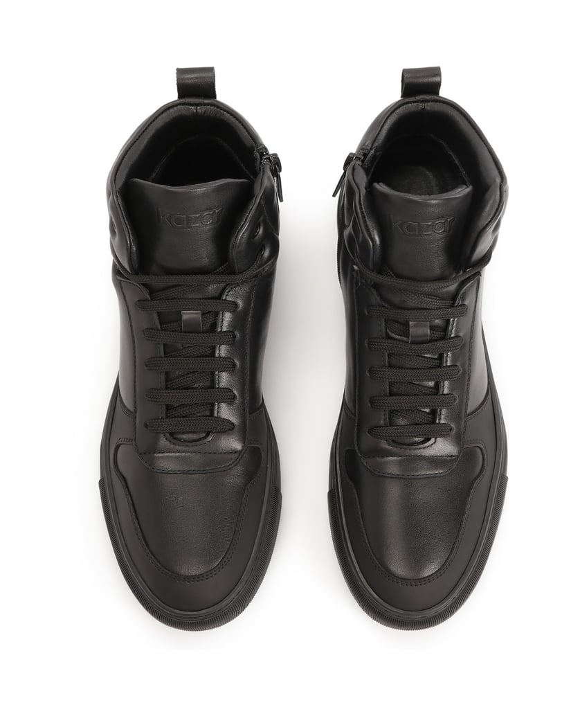 Kazar-Herren-Sneaker-aus-Glattleder-mit-Zehenkappe-aus-Gummi-schwarz