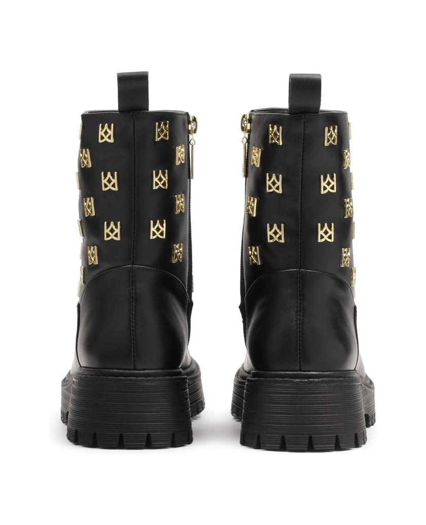 Kazar-Stiefel-mit-Reißverschluss-und-Metallmonogrammen-schwarz