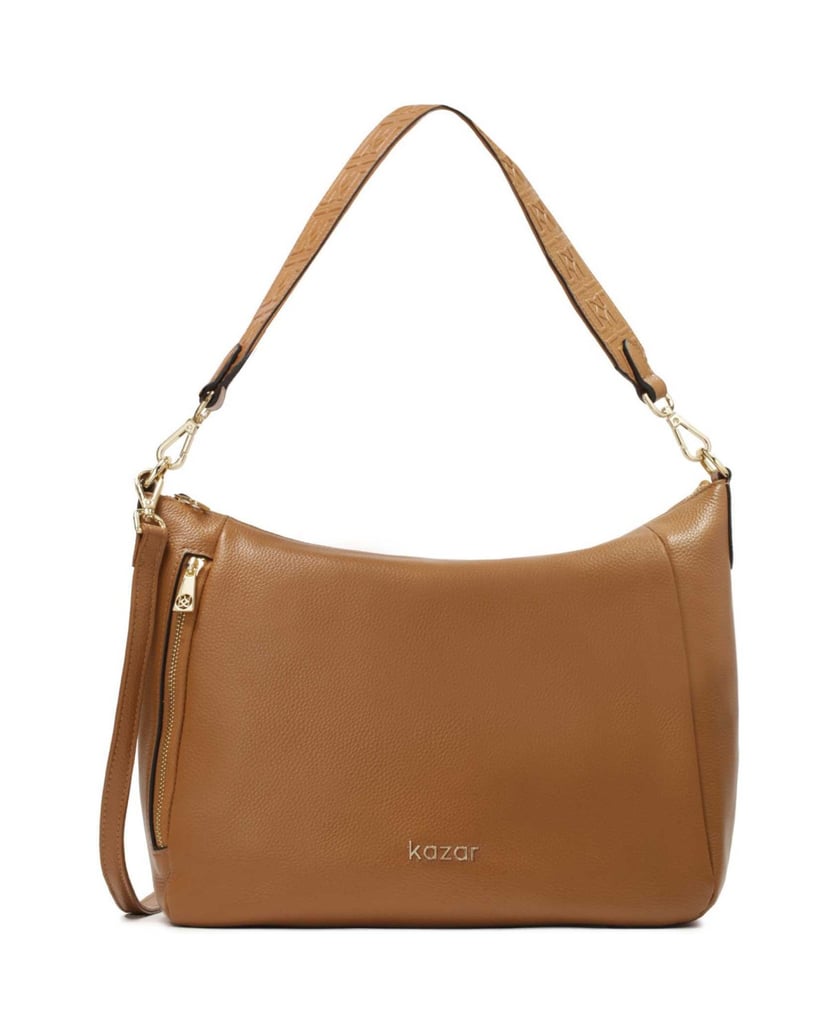 Kazar-Hellbraune-Handtasche-mit-abnehmbarem-Riemen-camel