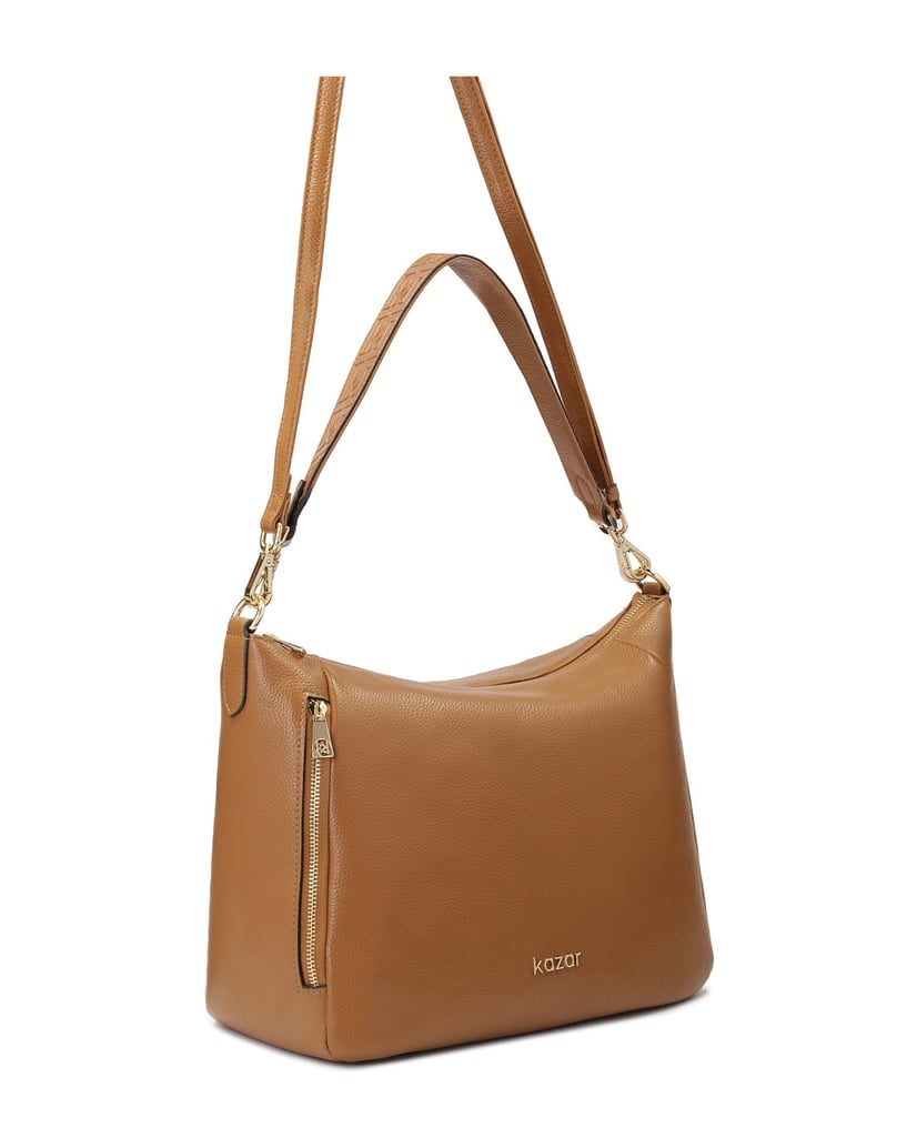 Kazar-Hellbraune-Handtasche-mit-abnehmbarem-Riemen-camel