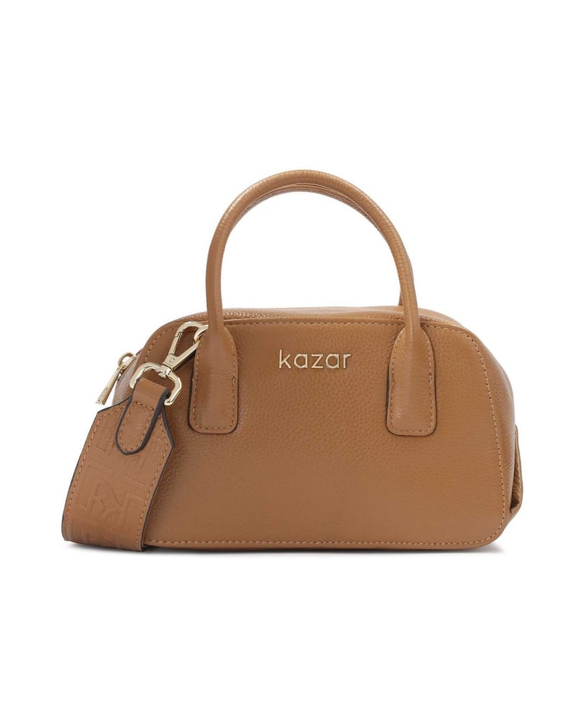 Kazar-Kleine-Handtasche-vom-Typ-Brusttasche-mit-einem-verzierten-Gurt-camel