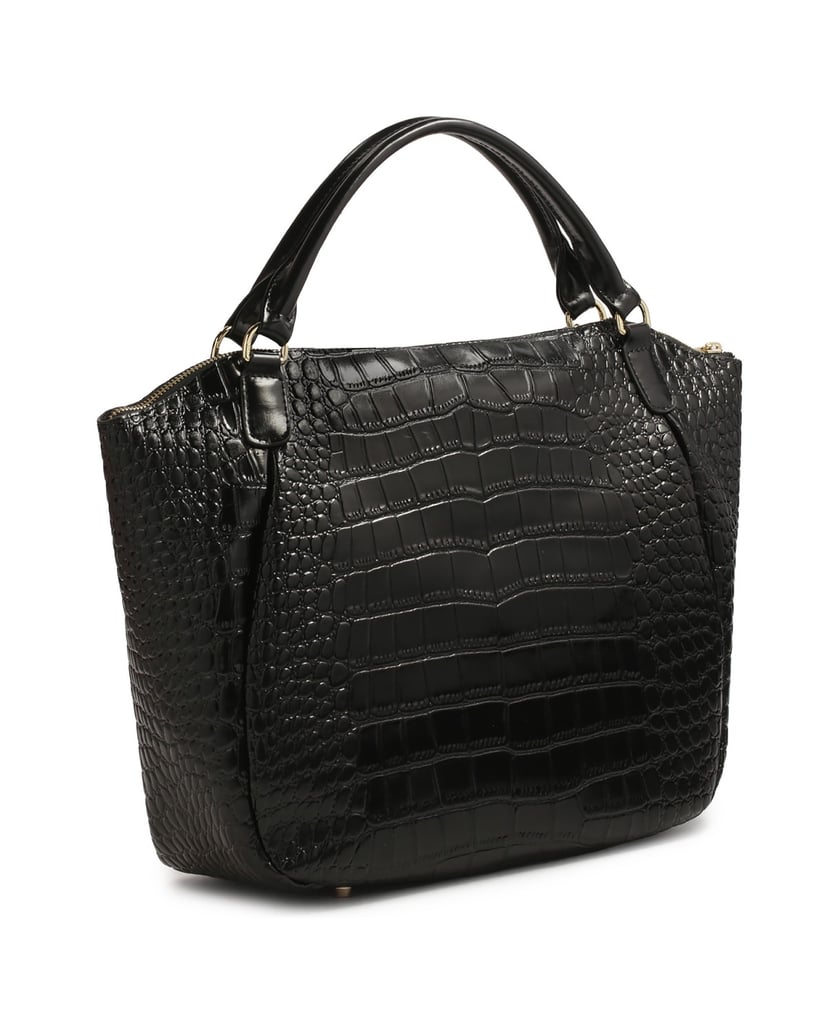 Kazar-Schwarze-Handtasche-mit-abnehmbarem-Riemen-mit-geprägtem-Krokodilmuster-schwarz