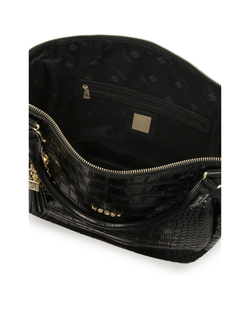 Kazar-Schwarze-Handtasche-mit-abnehmbarem-Riemen-mit-geprägtem-Krokodilmuster-schwarz