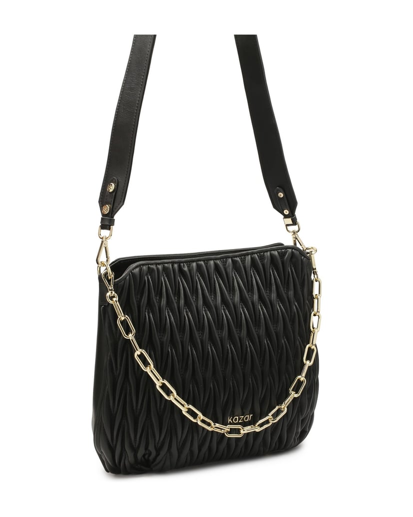 Kazar-Gesteppte-schwarze-Handtasche-mit-Kette-und-abnehmbarem-Riemen-schwarz