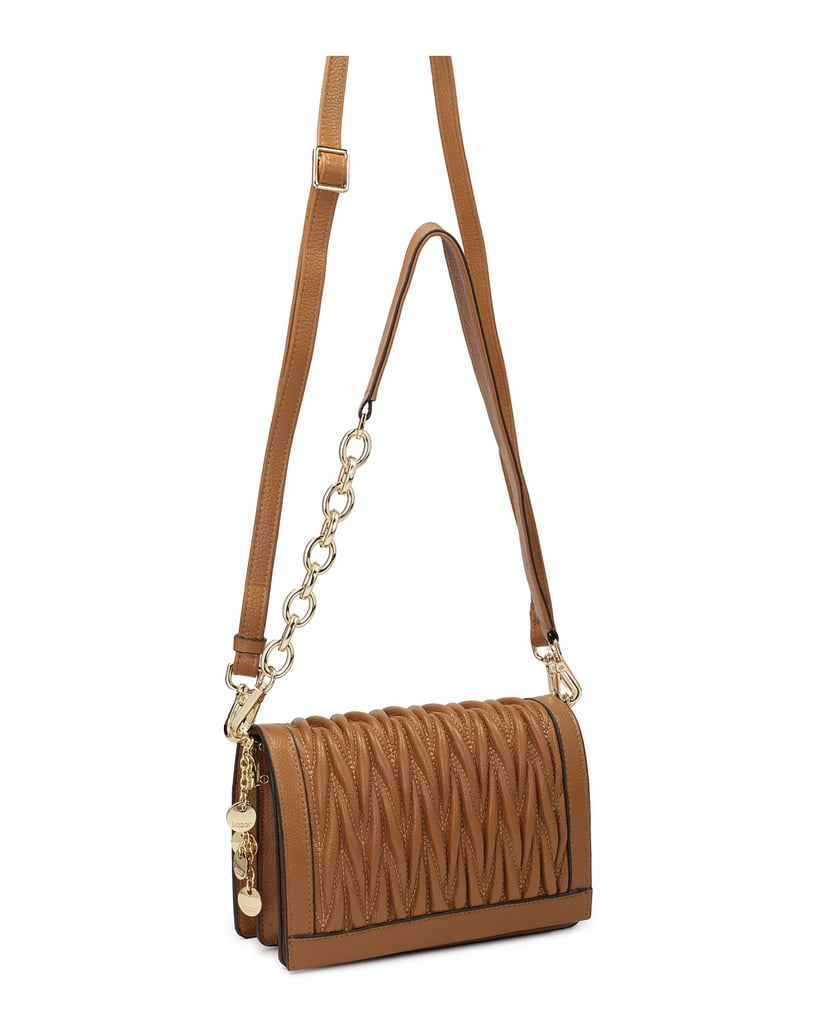 Kazar-Lederhandtasche-mit-gesteppter-Klappe-und-zwei-Riemen-camel