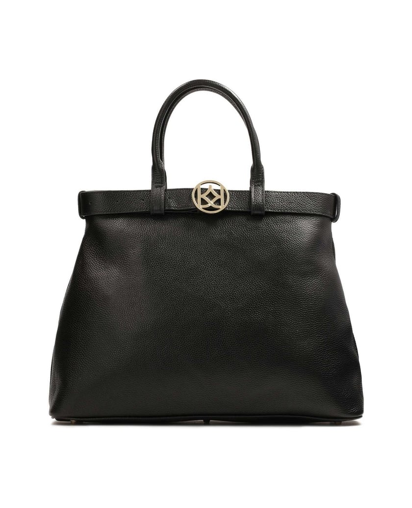 Kazar-Trapeztasche-mit-Riemen-verziert-schwarz