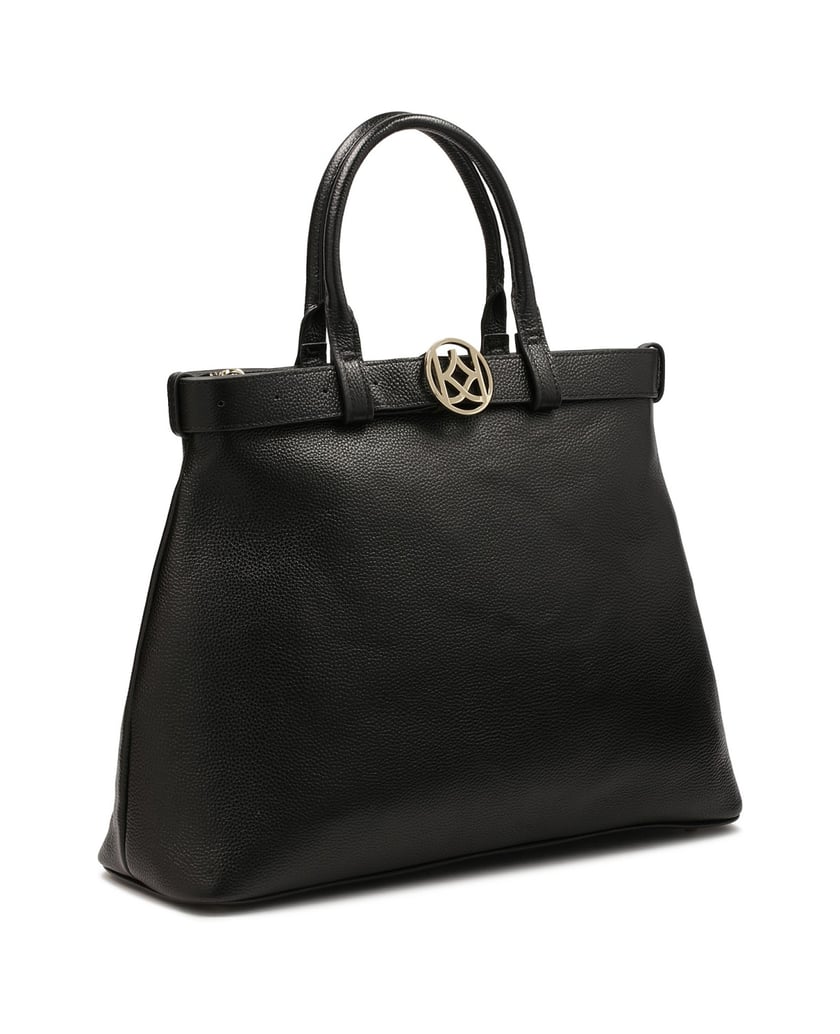 Kazar-Trapeztasche-mit-Riemen-verziert-schwarz