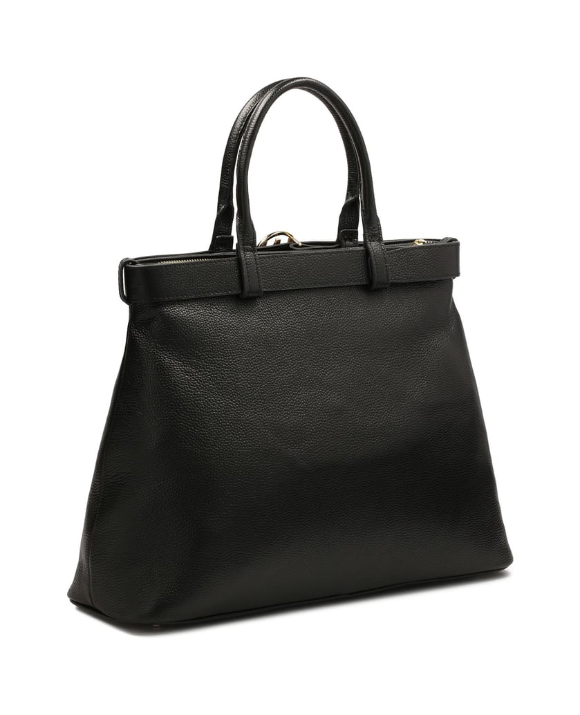 Kazar-Trapeztasche-mit-Riemen-verziert-schwarz