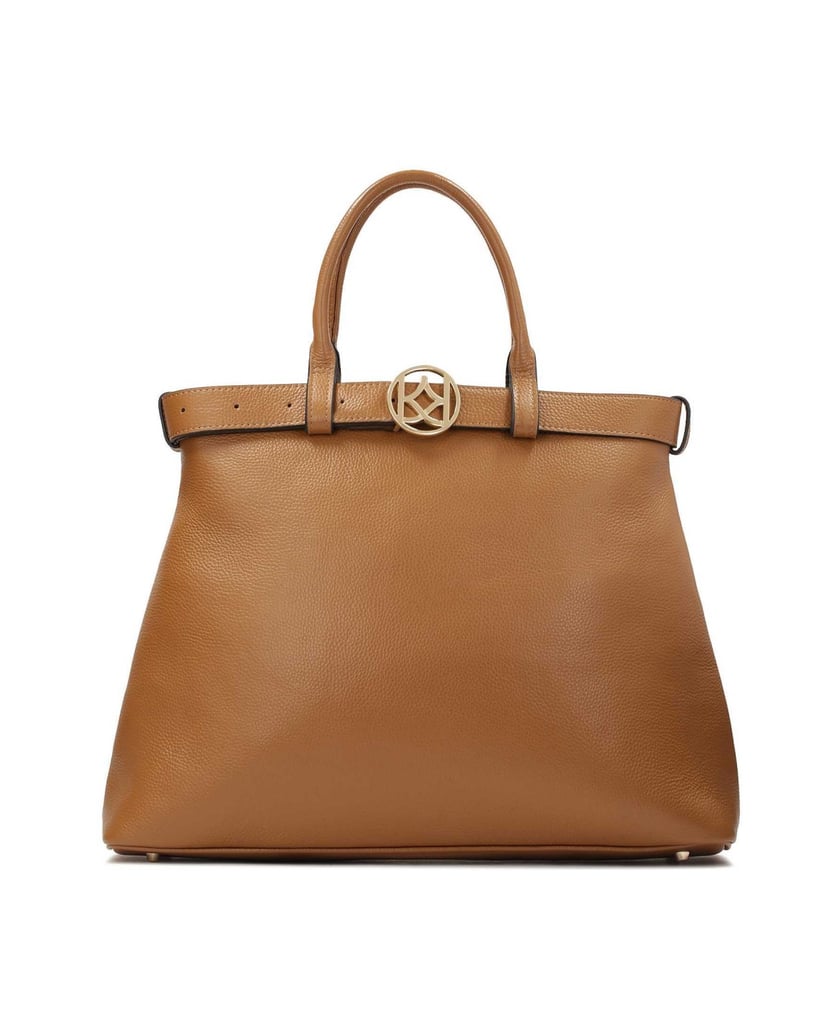 Kazar-Hellbraune-Handtasche-mit-Schnallenriemen-camel