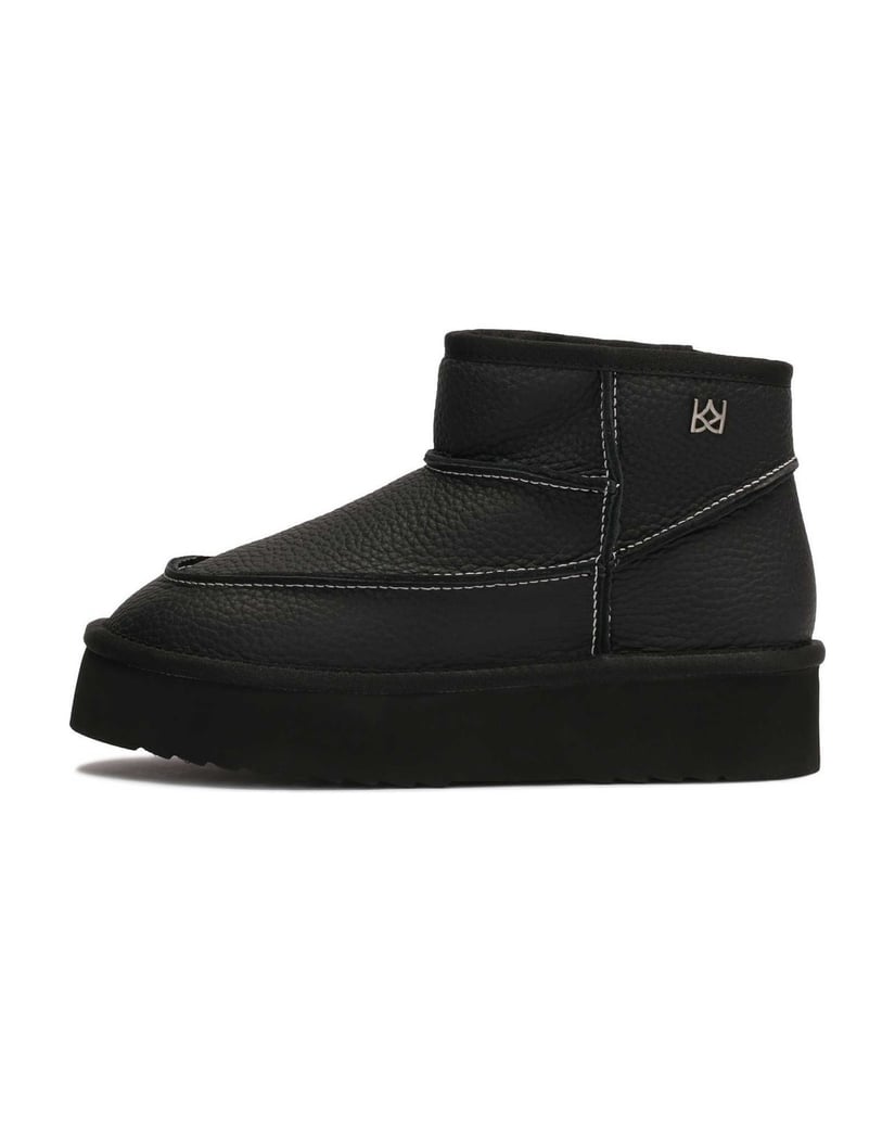 Kazar-Schneestiefel-aus-schwarzem-Leder-mit-weißen-Fäden-schwarz