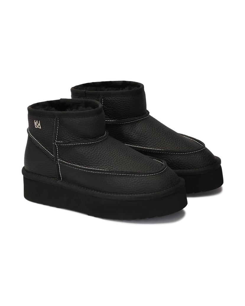 Kazar-Schneestiefel-aus-schwarzem-Leder-mit-weißen-Fäden-schwarz