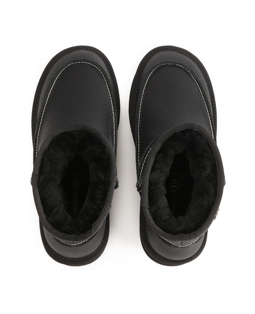 Kazar-Schneestiefel-aus-schwarzem-Leder-mit-weißen-Fäden-schwarz