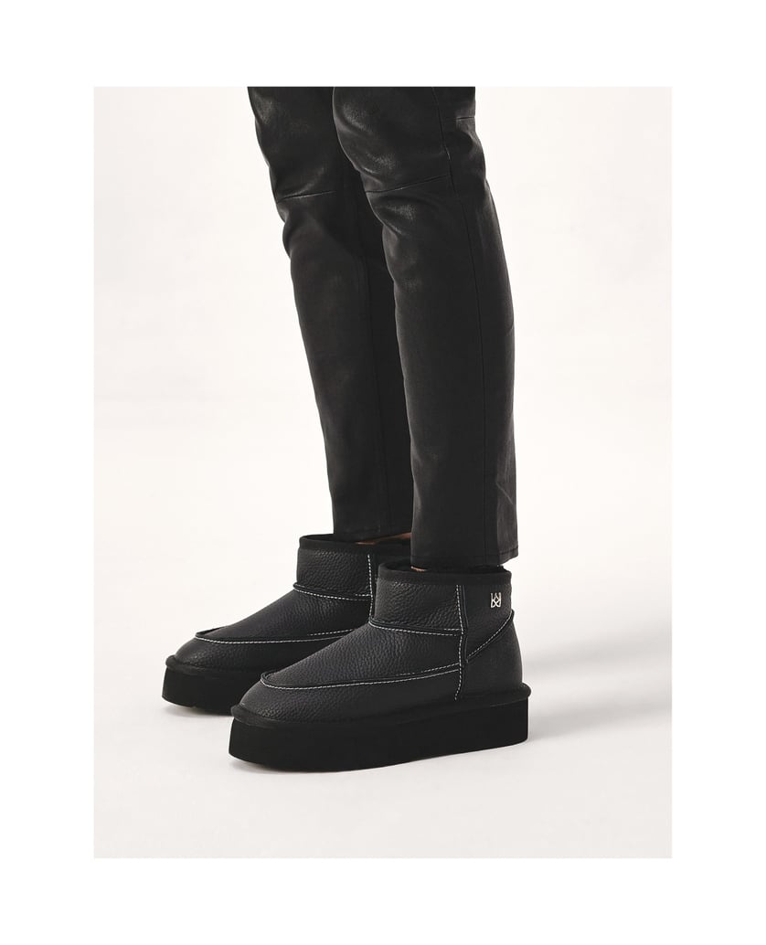Kazar-Schneestiefel-aus-schwarzem-Leder-mit-weißen-Fäden-schwarz