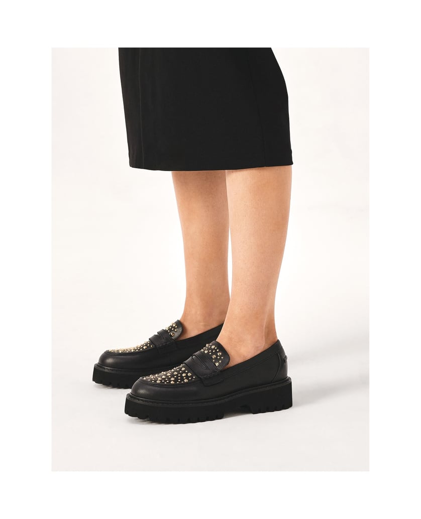 Kazar-Schwarze-Schuhe-mit-goldenen-Strasssteinen-schwarz