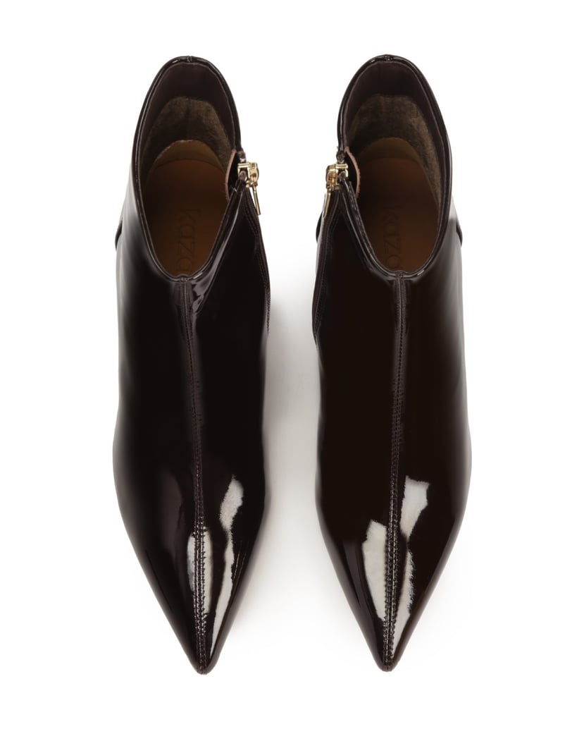 Kazar-Entchenstiefel-aus-braunem-Lackleder-dunkelbraun