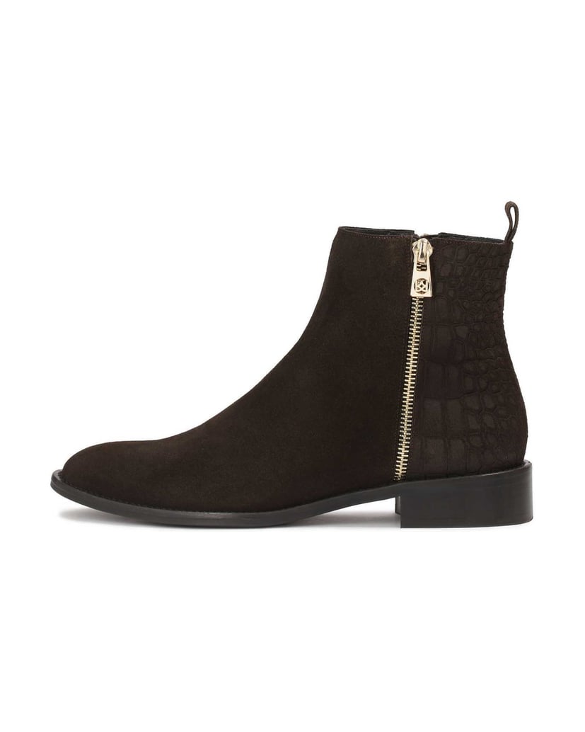 Kazar-Stiefel-aus-Wildleder-mit-Reißverschluss-und-geprägtem-Muster-dunkelbraun