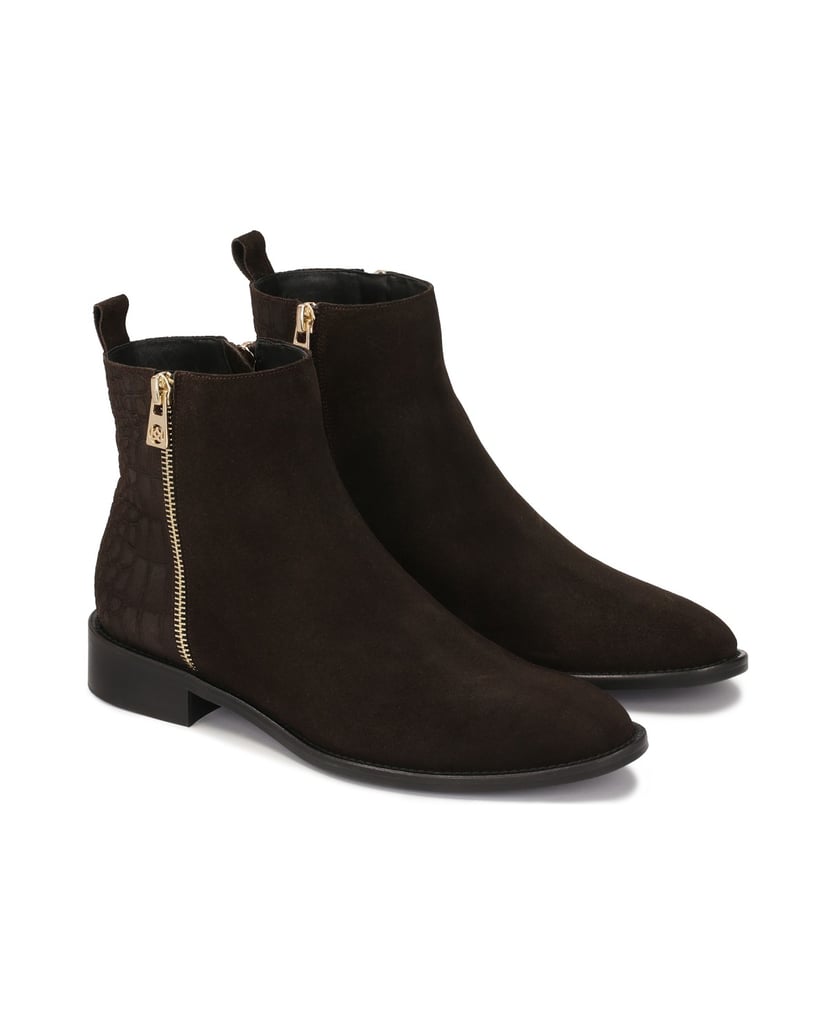 Kazar-Stiefel-aus-Wildleder-mit-Reißverschluss-und-geprägtem-Muster-dunkelbraun
