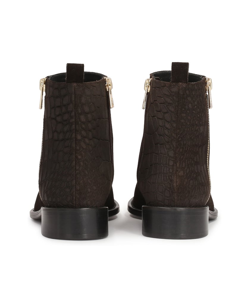 Kazar-Stiefel-aus-Wildleder-mit-Reißverschluss-und-geprägtem-Muster-dunkelbraun