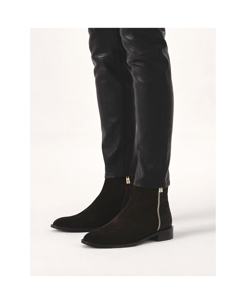 Kazar-Stiefel-aus-Wildleder-mit-Reißverschluss-und-geprägtem-Muster-dunkelbraun