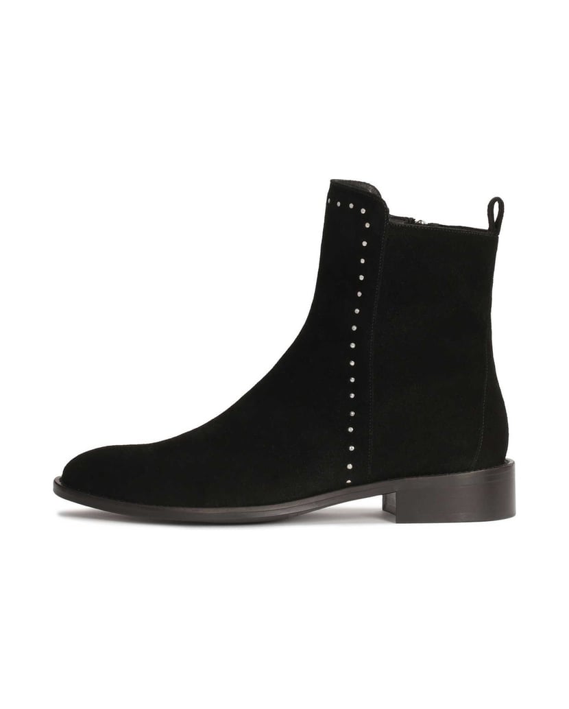 Kazar-Wildlederstiefel-mit-flacher-Sohle-schwarz
