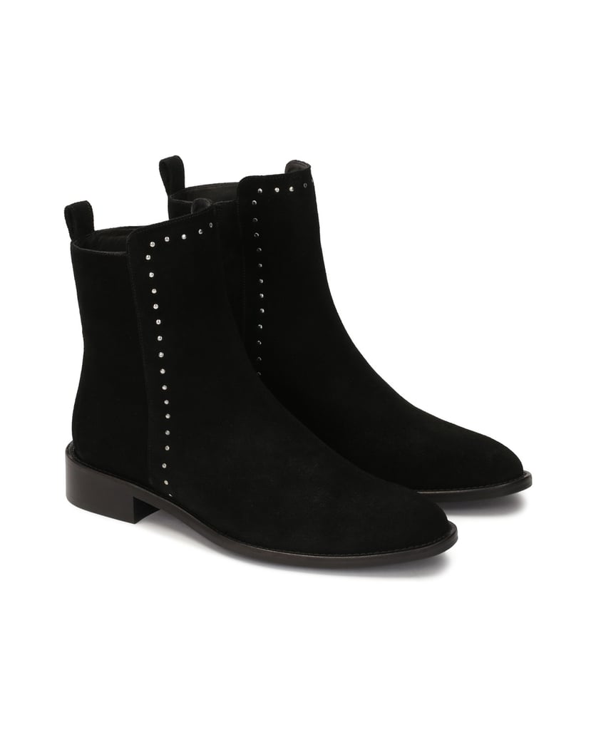 Kazar-Wildlederstiefel-mit-flacher-Sohle-schwarz