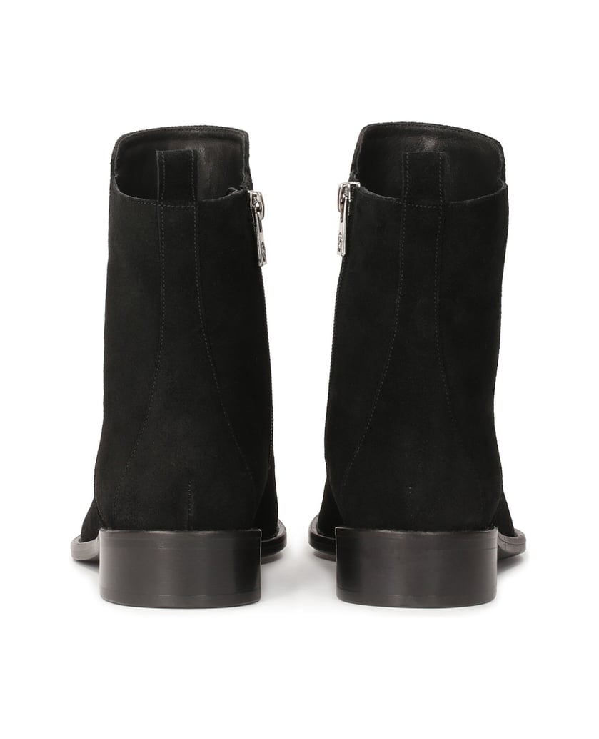 Kazar-Wildlederstiefel-mit-flacher-Sohle-schwarz