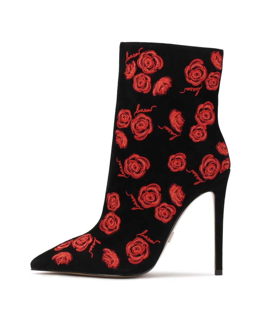 Kazar-Wildlederstiefel-mit-gestickten-roten-Blumen-schwarz