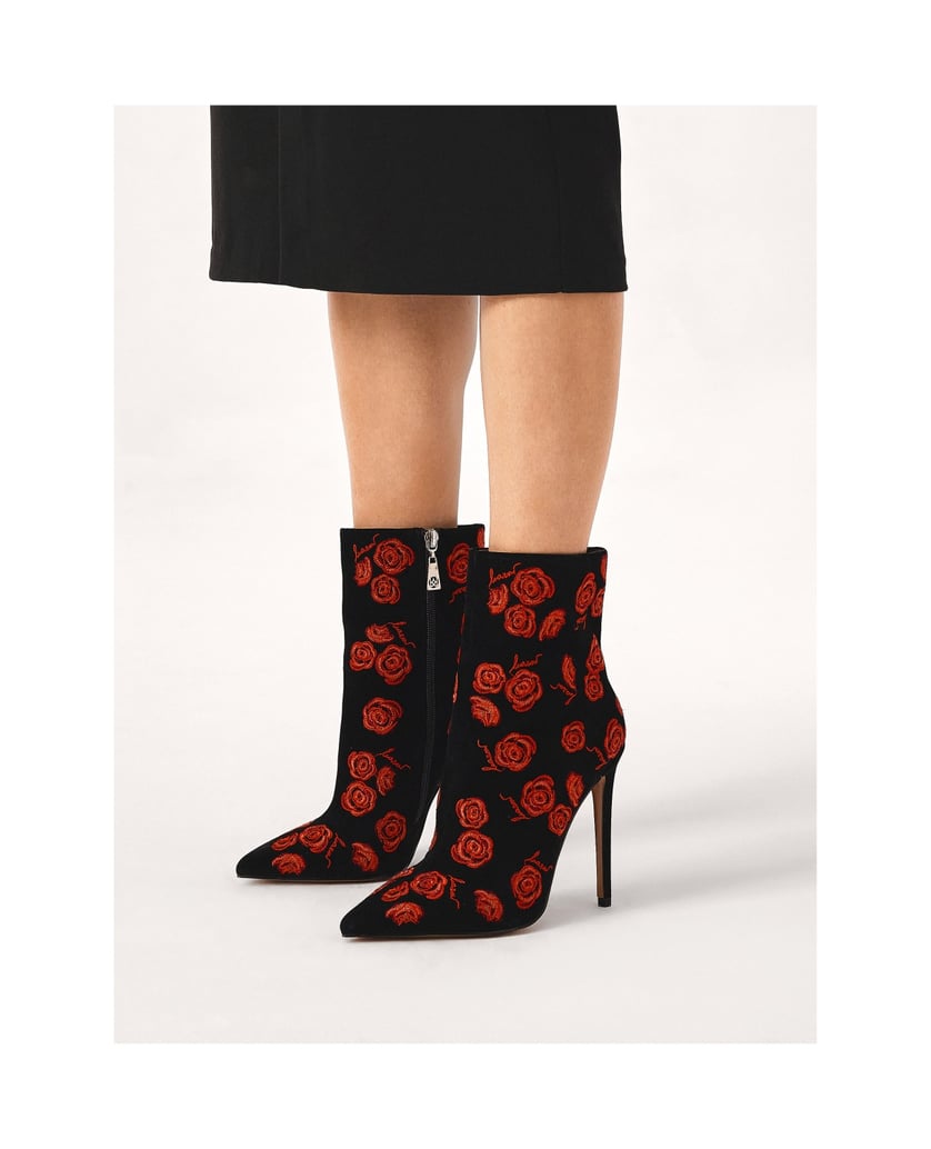 Kazar-Wildlederstiefel-mit-gestickten-roten-Blumen-schwarz