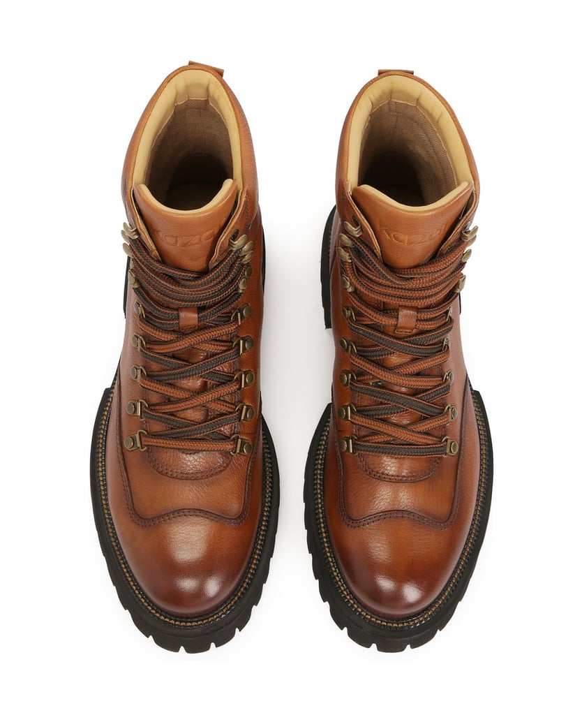 Kazar-Braune-Herrenstiefel-mit-Metallhaken-braun