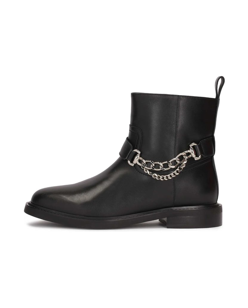 Kazar-Flache-Stiefel-mit-Reißverschluss,-verziert-mit-einer-Kette-schwarz