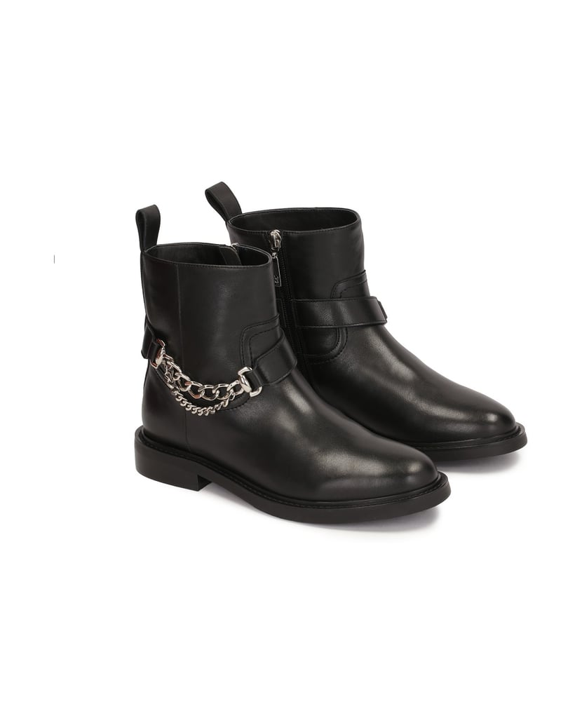 Kazar-Flache-Stiefel-mit-Reißverschluss,-verziert-mit-einer-Kette-schwarz