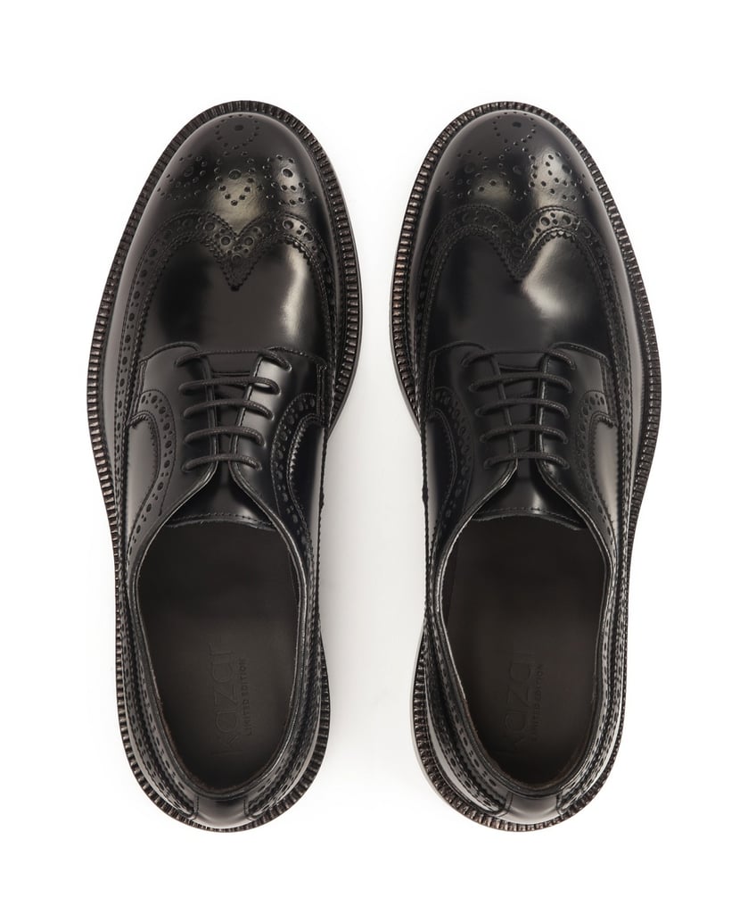 Kazar-Schwarze-Brogues-mit-Ledersohle-schwarz
