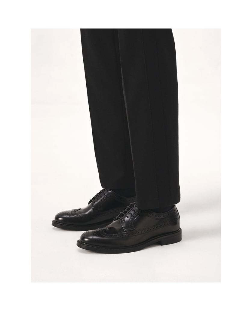Kazar-Schwarze-Brogues-mit-Ledersohle-schwarz