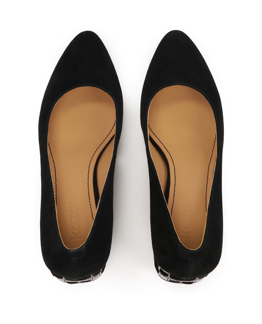 Kazar-Niedrige-Pumps-aus-Wildleder-mit-verziertem-Absatz-schwarz