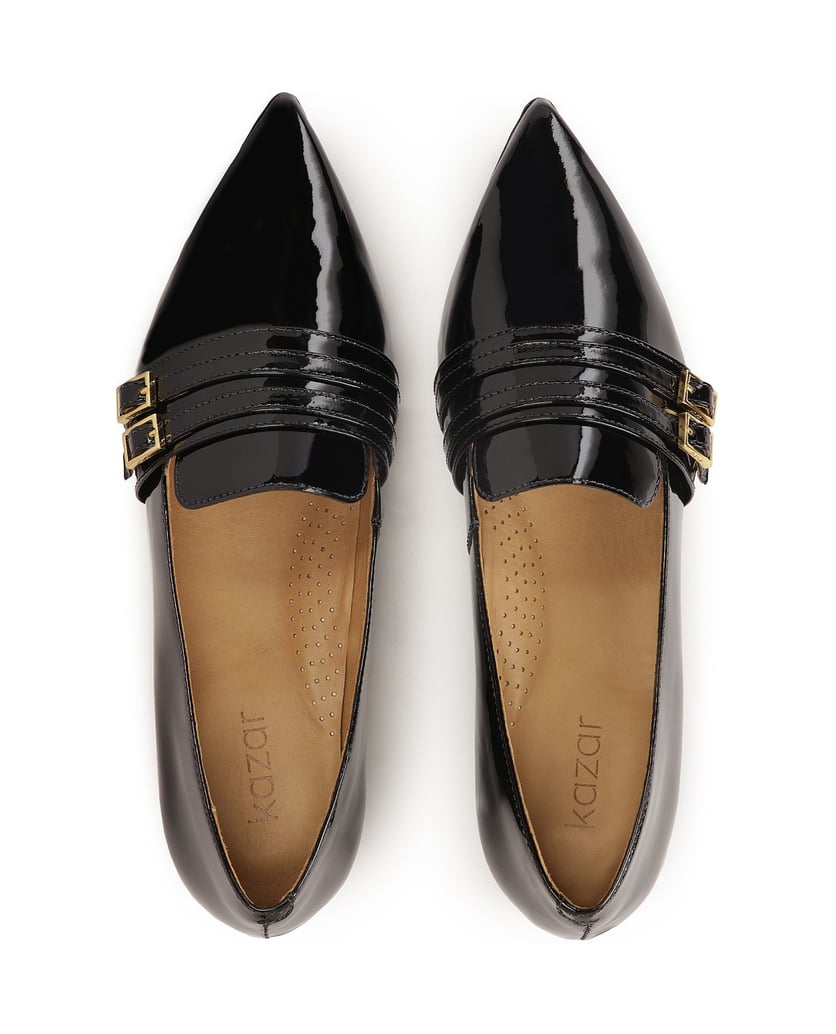 Kazar-Flache-Pumps-aus-Lackleder-mit-Riemchen-schwarz