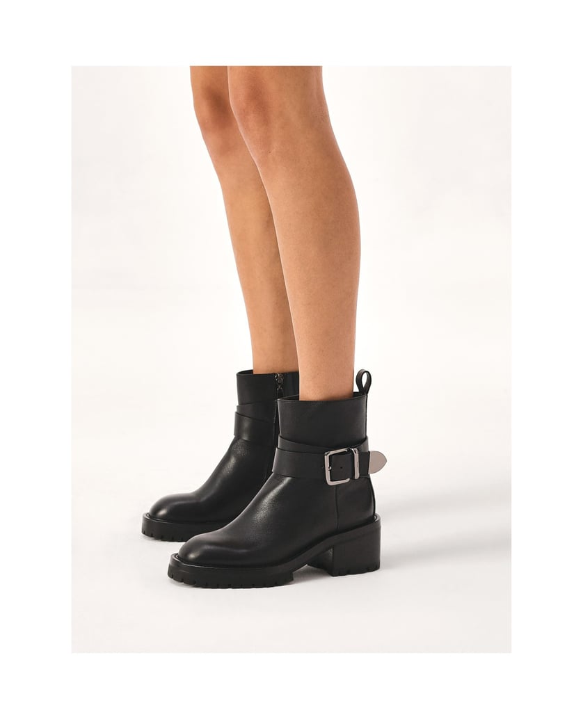 Kazar-Lederstiefel-mit-breitem,-niedrigem-Absatz-schwarz
