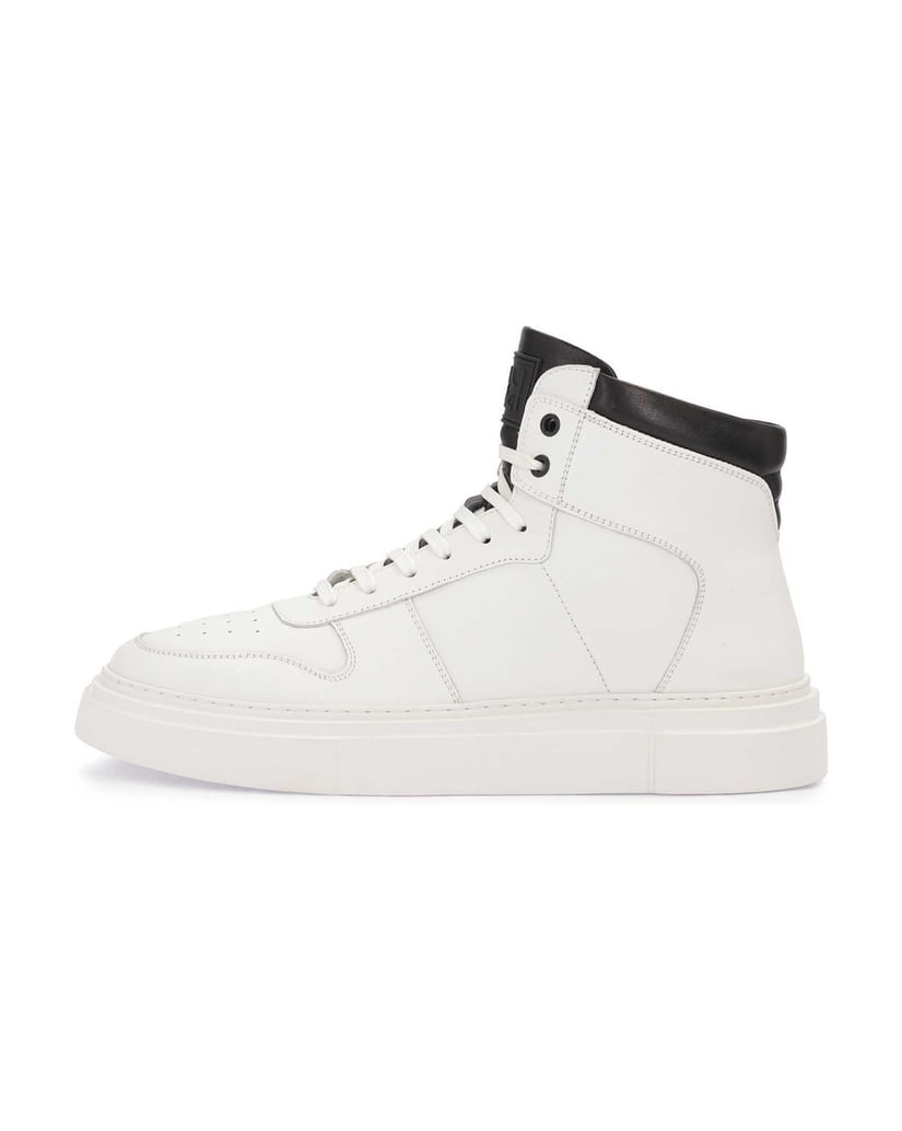 Kazar-Herrensneaker-aus-Leder-mit-knöchellangem-Schaft-weiss