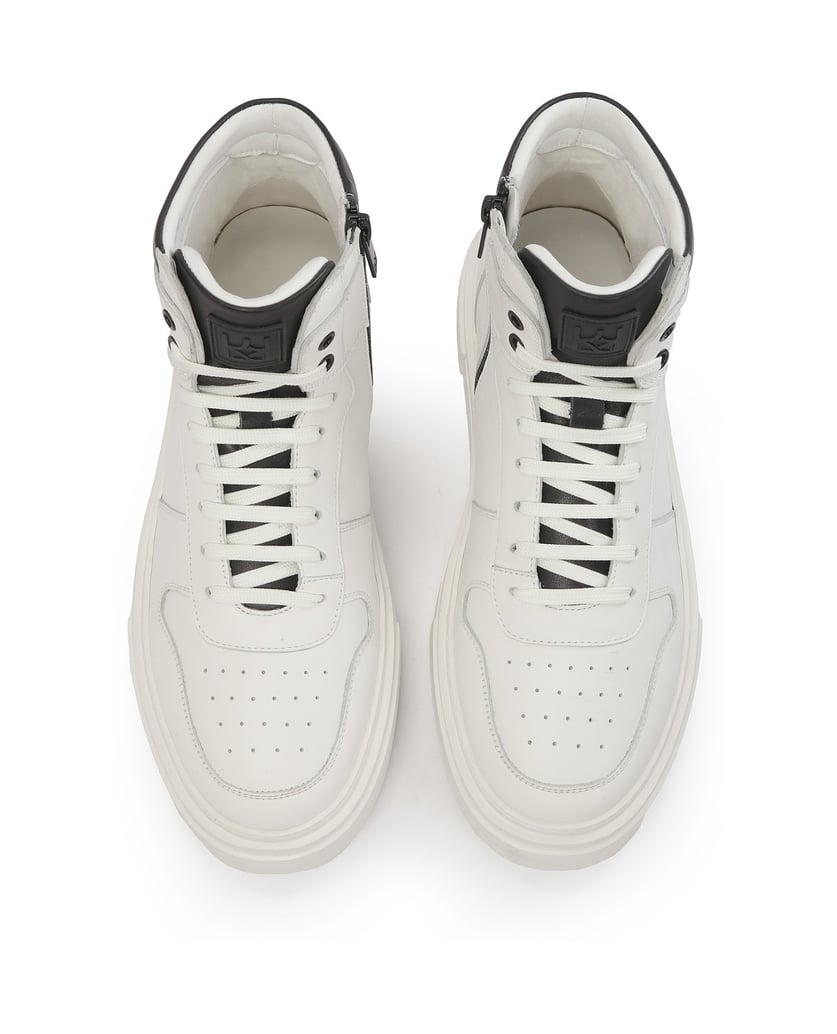 Kazar-Herrensneaker-aus-Leder-mit-knöchellangem-Schaft-weiss