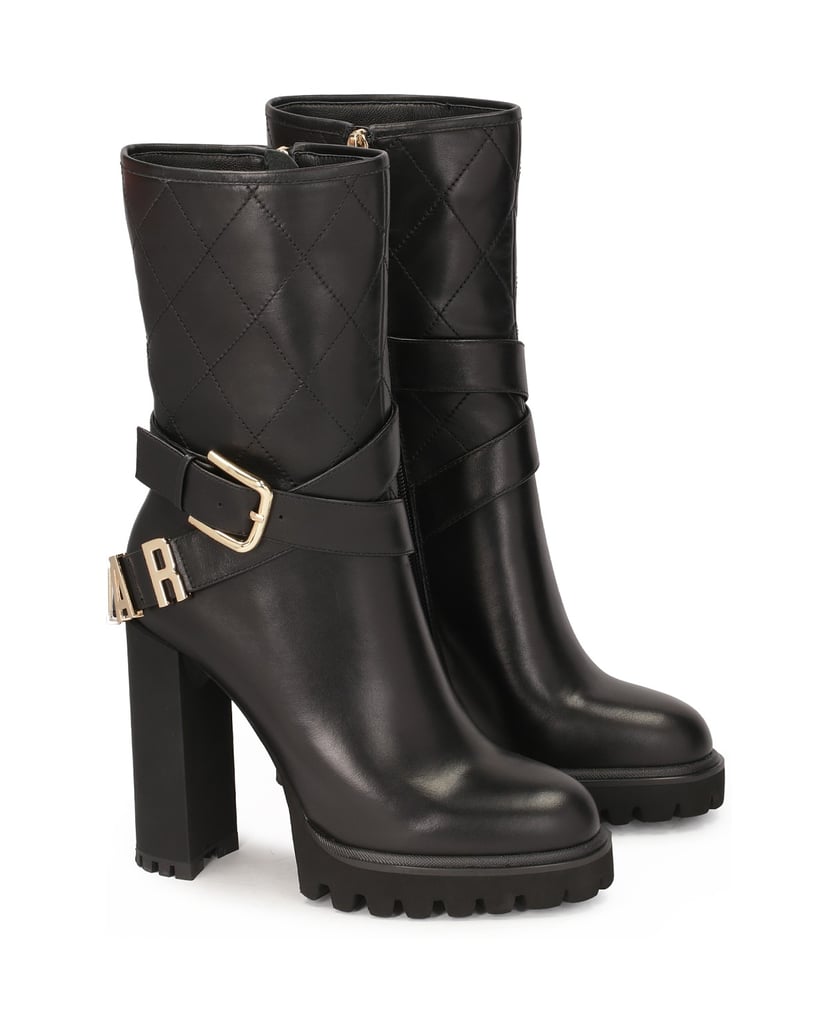 Kazar-Stiletto-Booties-mit-Logo-Riemen-am-Schaft-schwarz